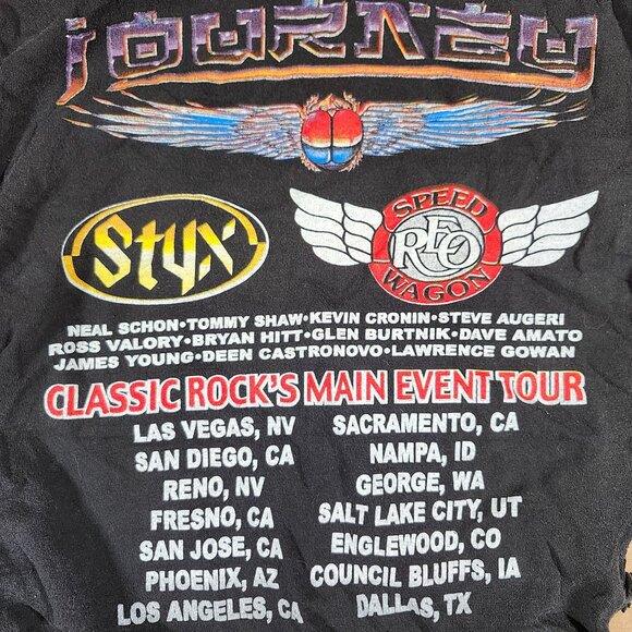 Journey 2003 Tour Custom Modified Knotted Black T-Shirt Styx REO Speed Wagon - Picture 4 of 8